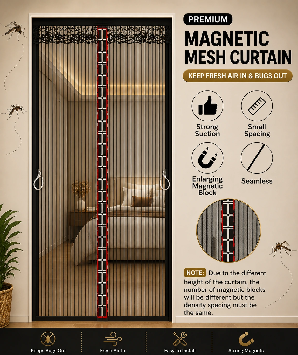Heavy Quality Magnetic Door Mosquito Net.