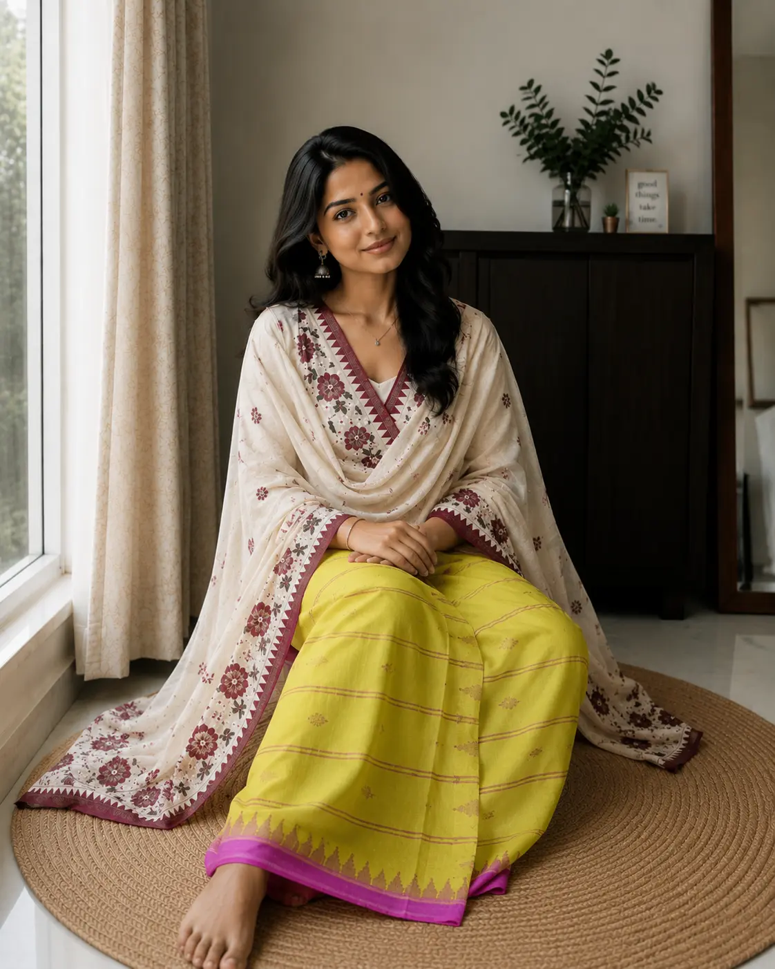 Elegant Floral Printed Traditional Inaaphi